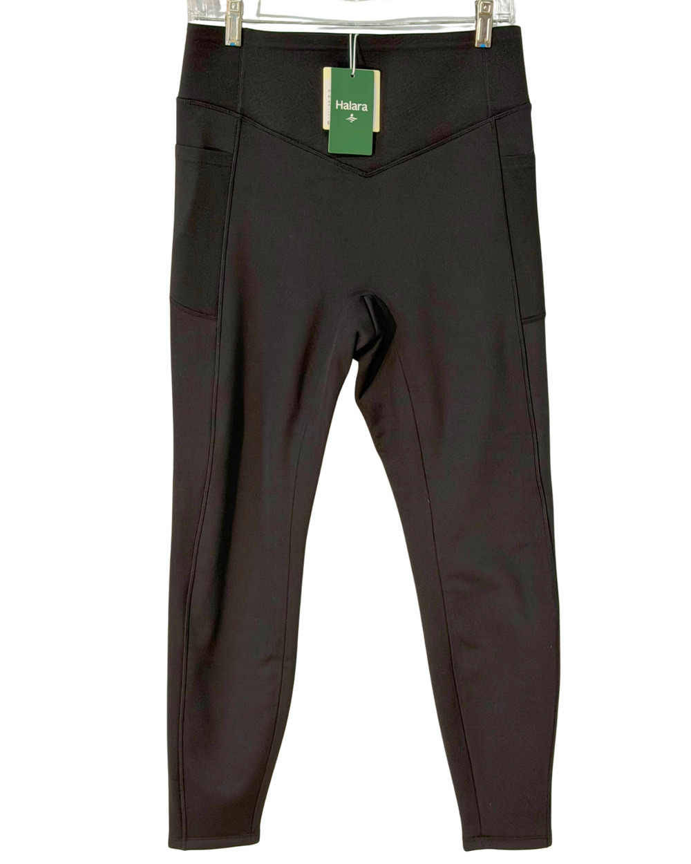 Halara Sz L UltraSculpt Extra Heat Leggings Lined Stretch Compression Black New
